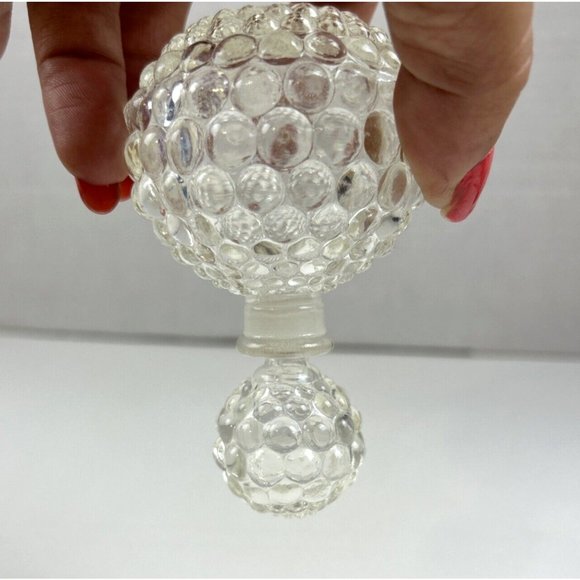 Vintage Clear Glass Hobnail Perfume Bottle with Stopper Empty 4'H X 2"W - Picture 9 of 9